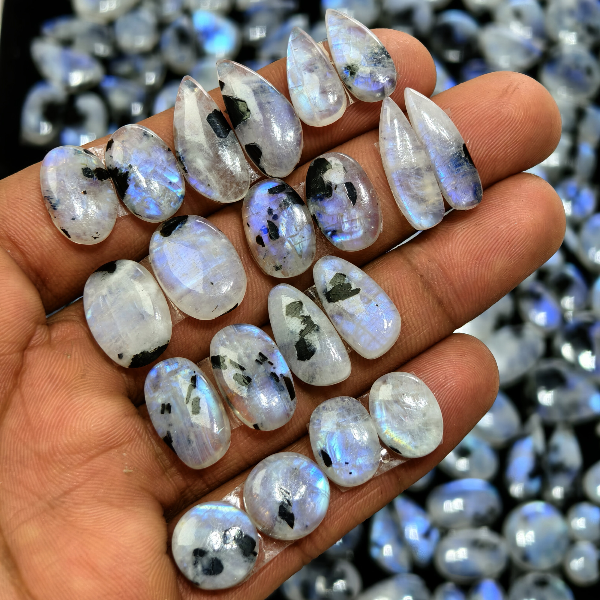 Rainbow Moonstone Matching Gemstones for Earrings 12x12x3mm 17x13x3mm 12ct
