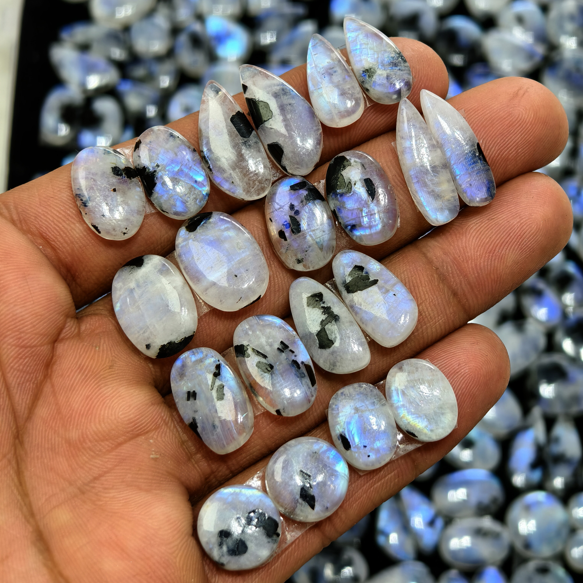 Rainbow Moonstone Matching Gemstones for Earrings 12x12x3mm 17x13x3mm 12ct