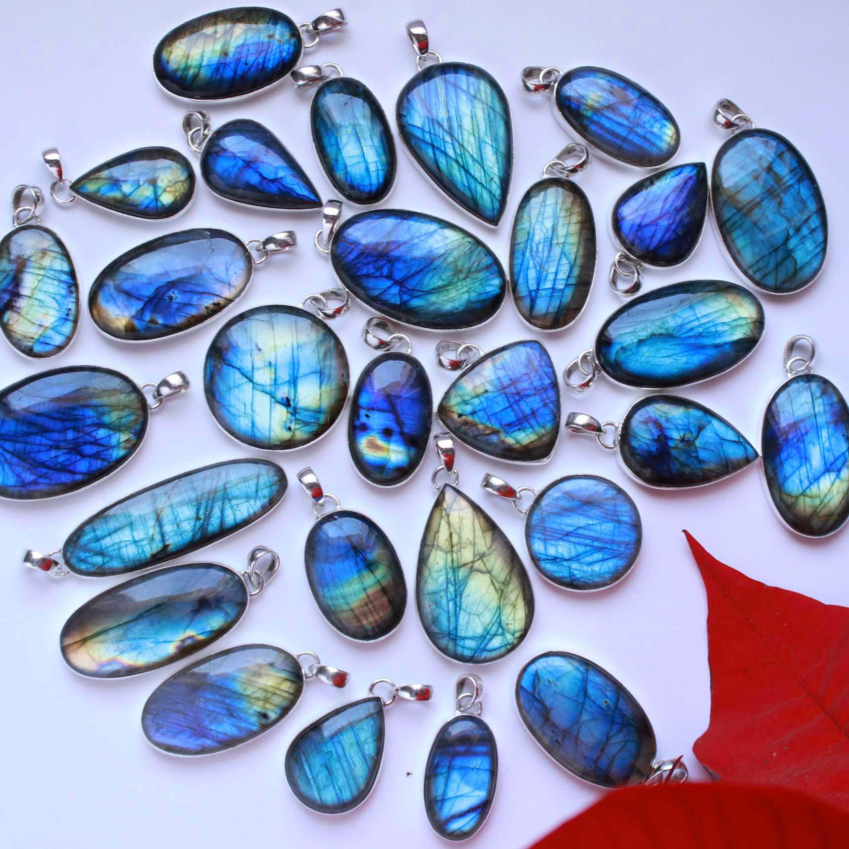 Natural labradorite 92.5 silver plated Mix cabochon gemstone pendant wholesale price Necklace Pendant For Jewelry
