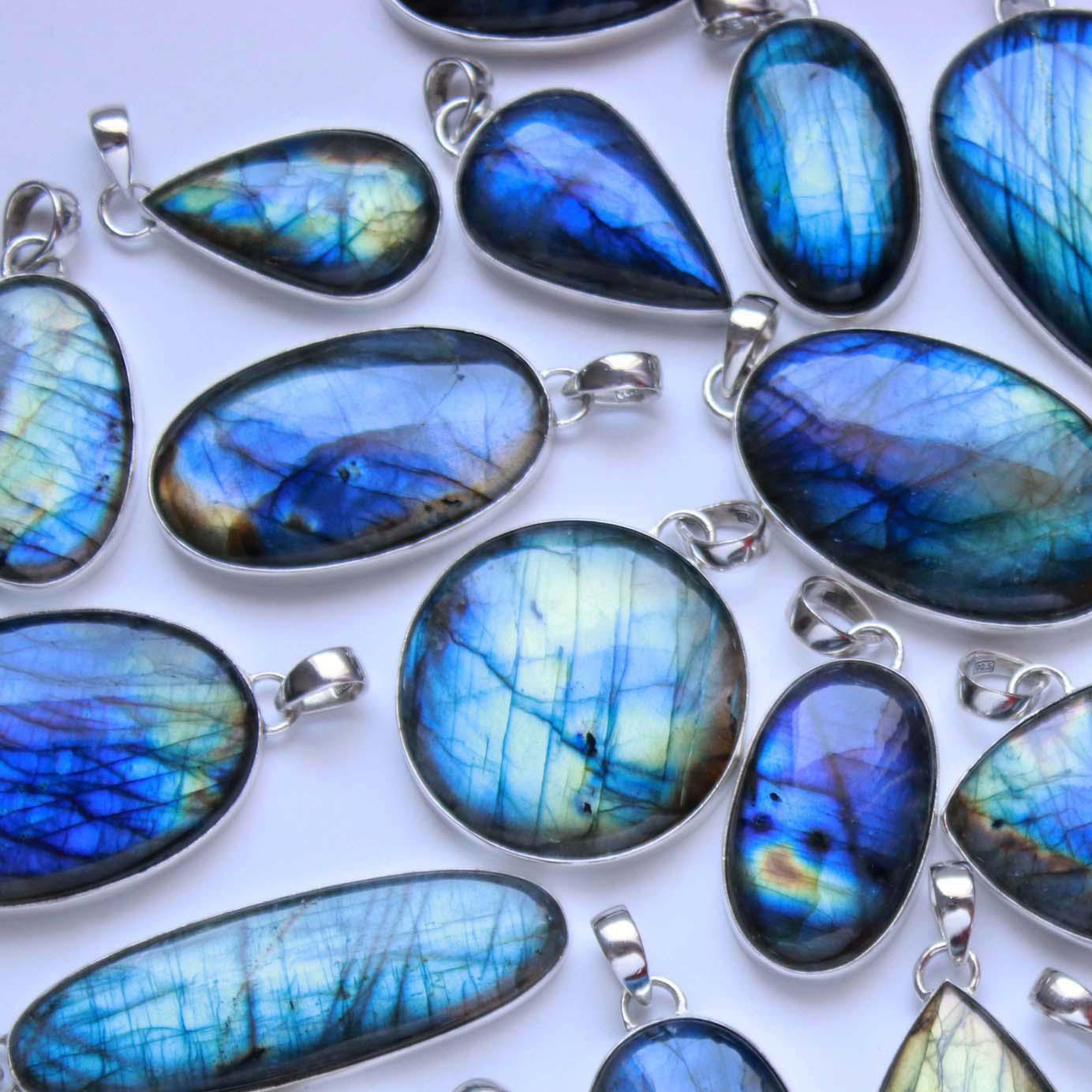 Natural labradorite 92.5 silver plated Mix cabochon gemstone pendant wholesale price Necklace Pendant For Jewelry