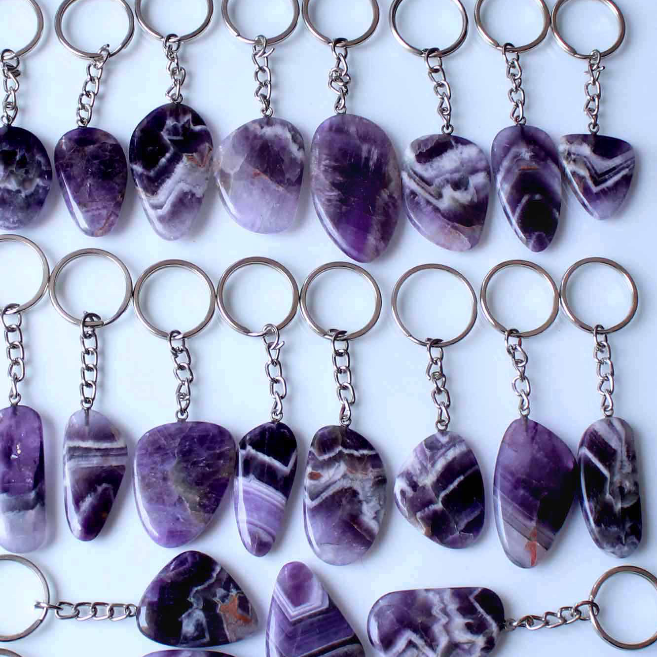 1-2inch Amethyst Worry Stone Key chains